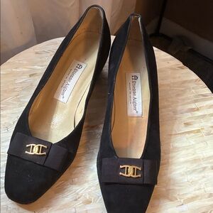 Etienne Aigner Black Heels with Gold Accent